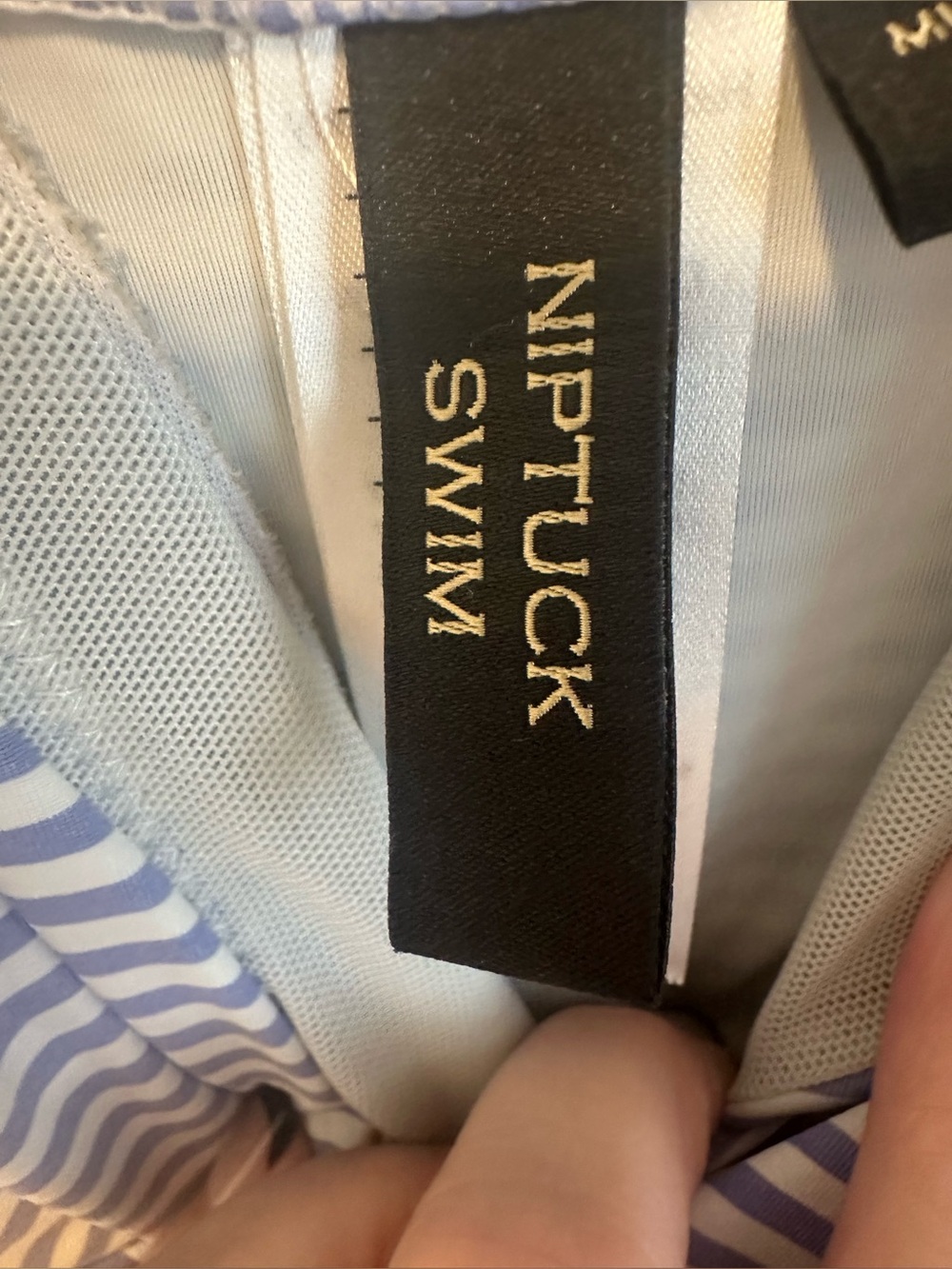 Ladies front twist striped one piece bathing suit by NipTuck Swim Size 8 - Picture 5 of 16